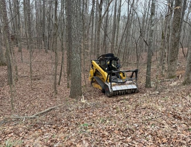 Sloped Property Being Mulched